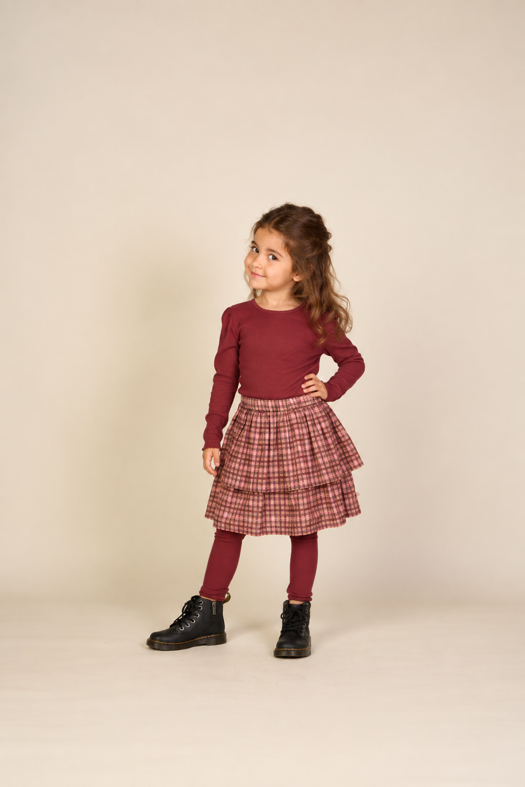 Ribbed Modal-Blend Leggings - Kids - Bordeaux | 101569 Lottie