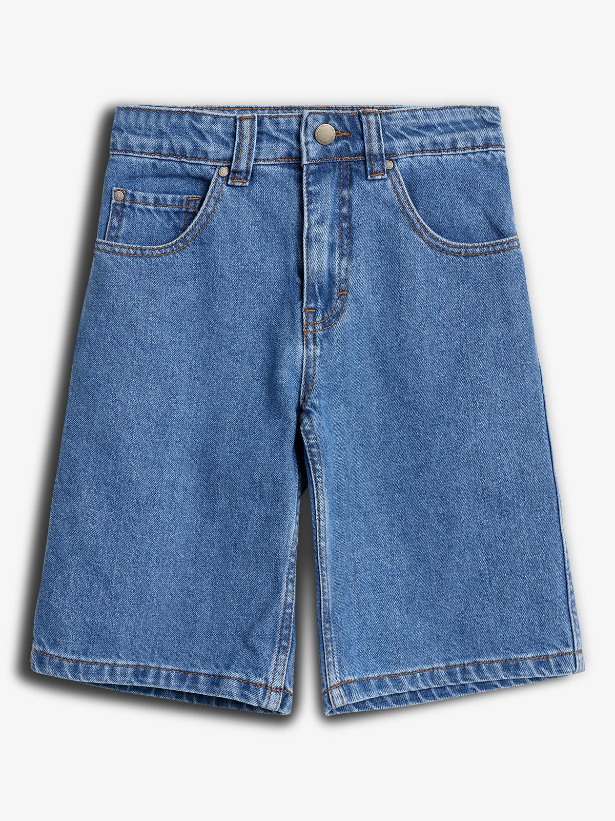Long Line Denim Shorts - Blue Denim | 100106 Storm