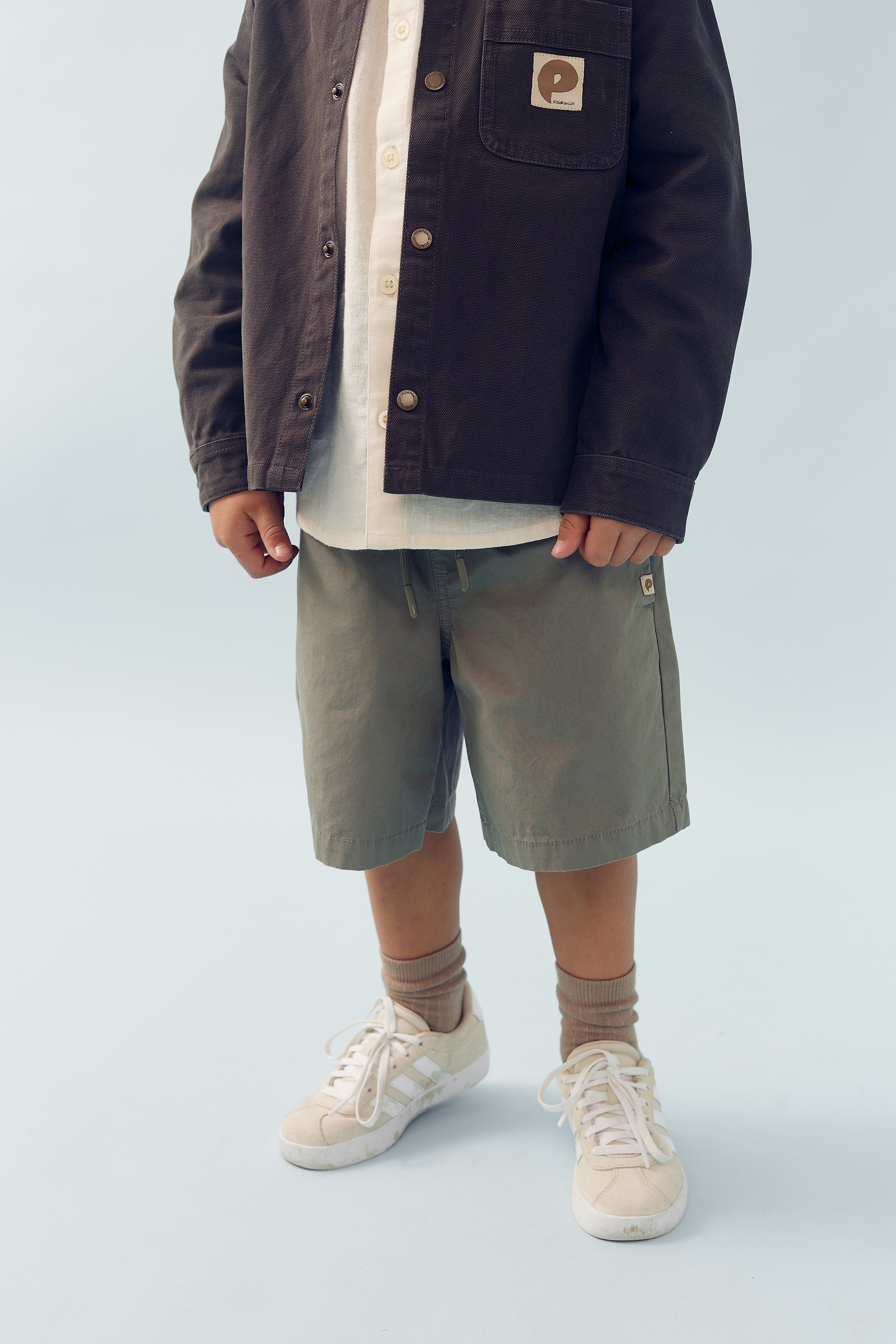 Poplin Shorts Solid - Green Smoke | 100137 Sixten