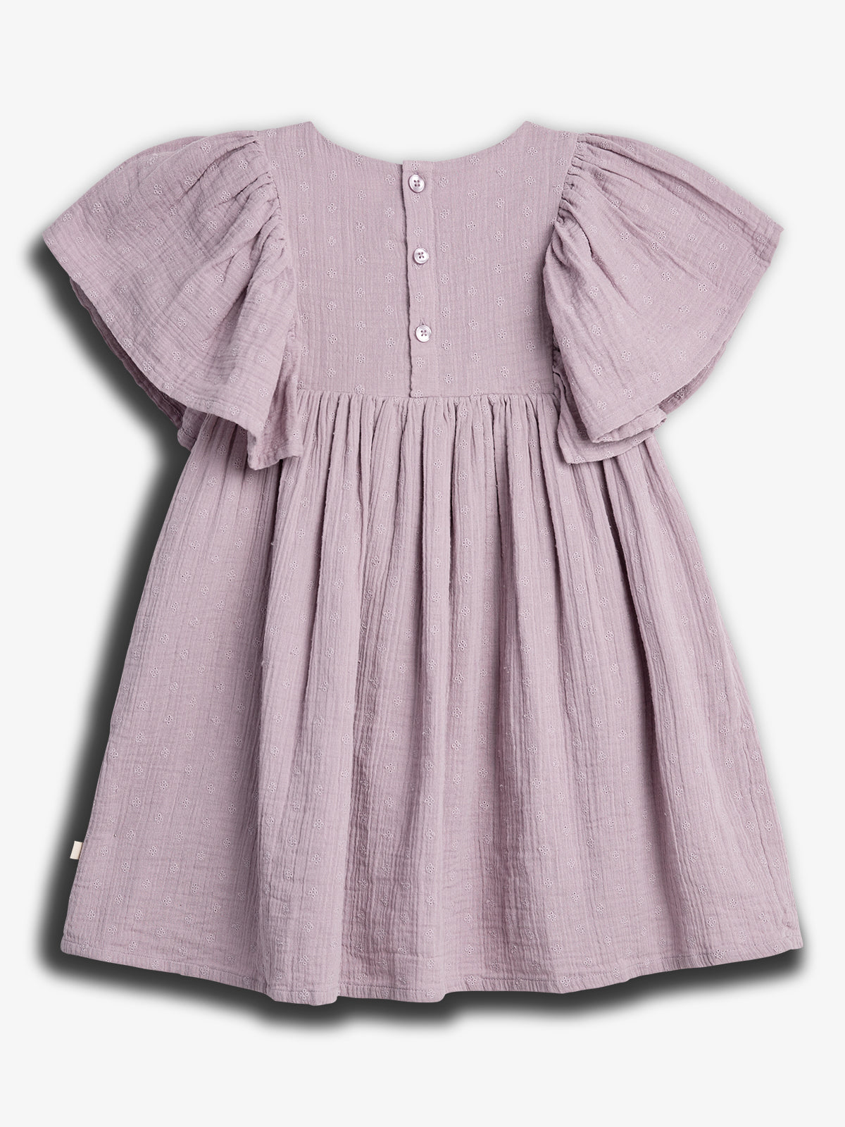 Muslin Butterfly-sleeve Dress with Embroidery - Purple | 100244 Ella