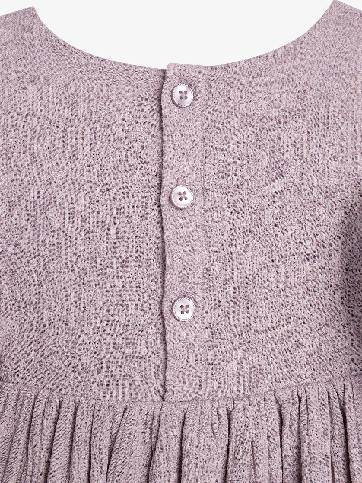Muslin Butterfly-sleeve Dress with Embroidery - Purple | 100244 Ella