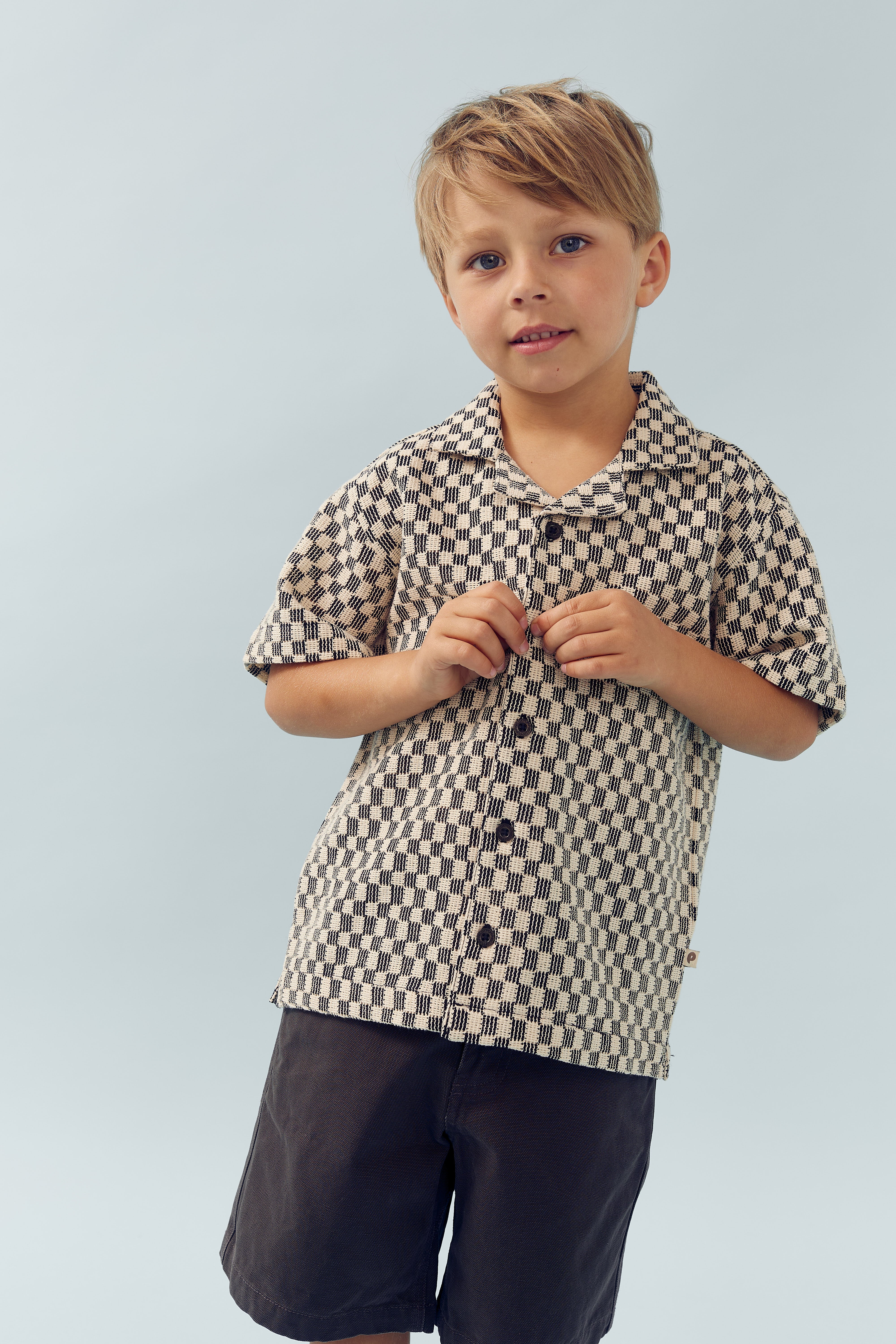 Textured Resort Shirt - Dark Grey / Nature | 100271 Jaxon