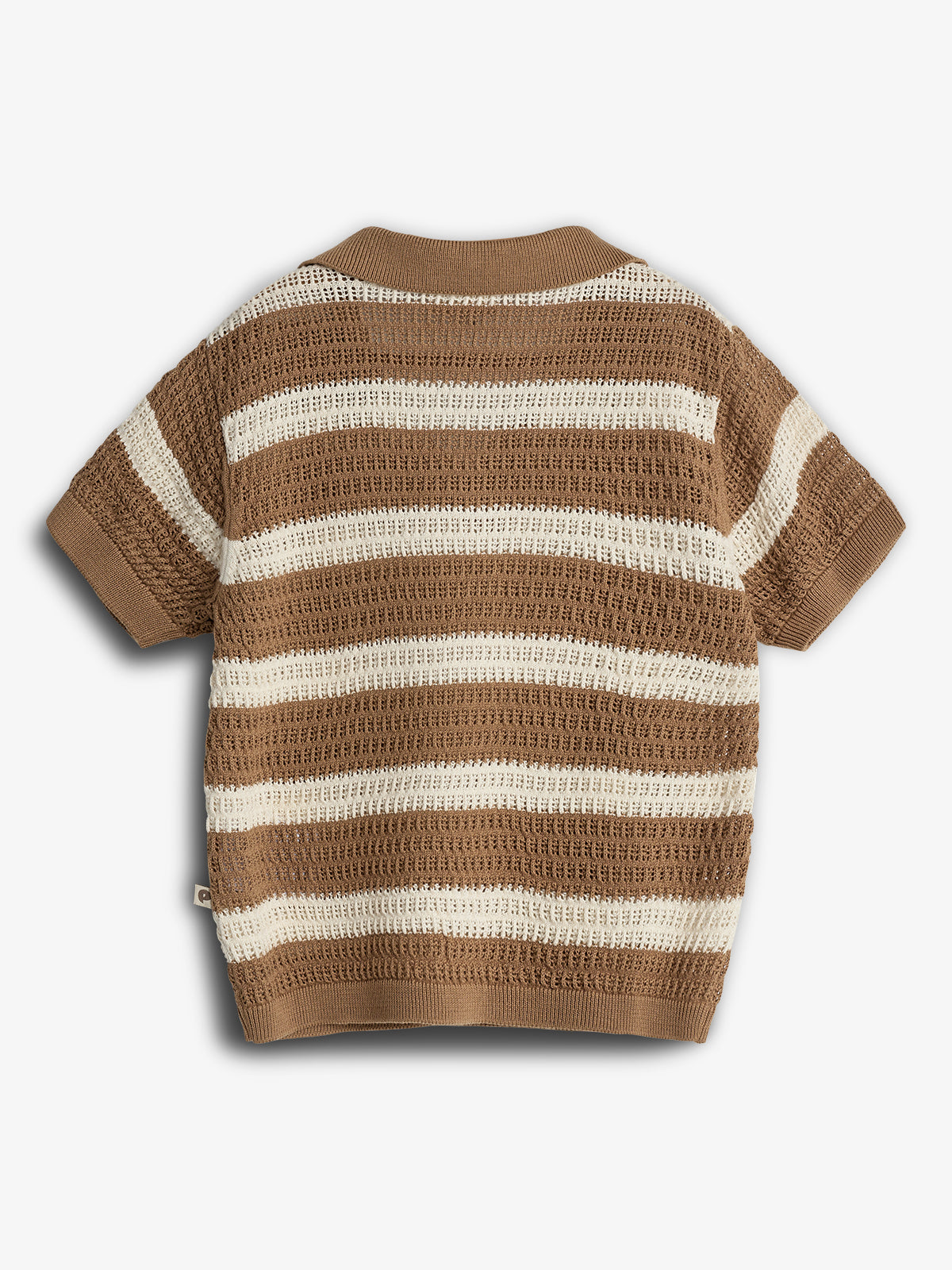 Striped Knit Polo - Walnut | 100277 Piet