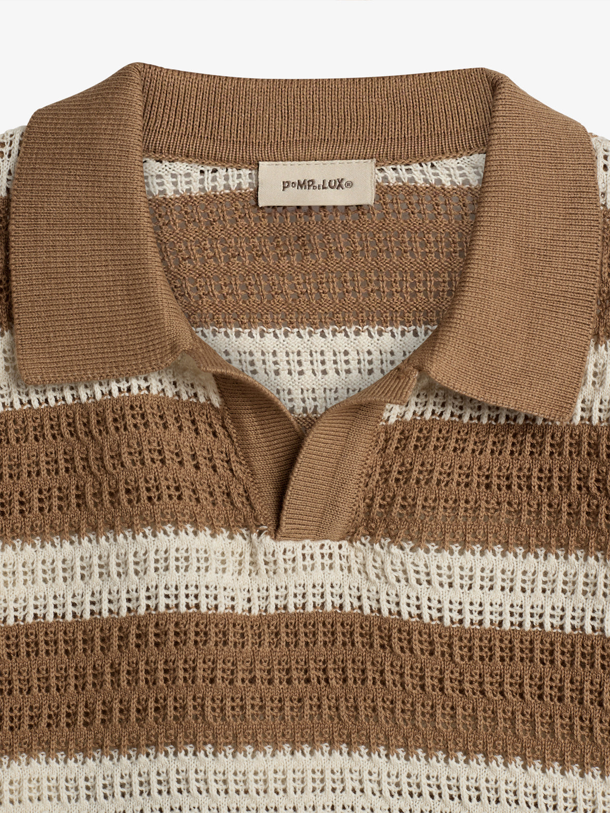 Striped Knit Polo - Walnut | 100277 Piet