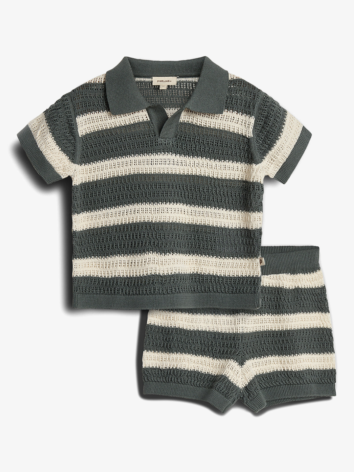 Striped Knit Shorts and Top - Petrol | 100278 Piet