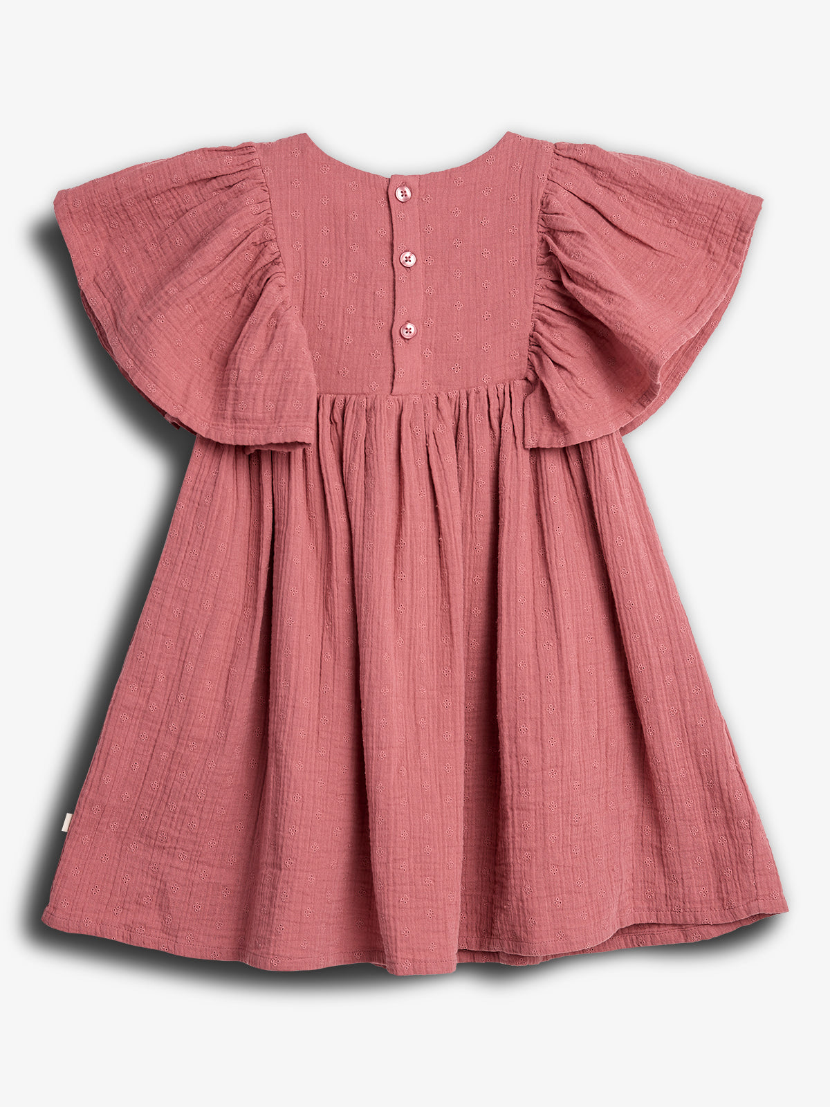 Muslin Butterfly-sleeve Dress with Embroidery - Blush | 100291 Ella