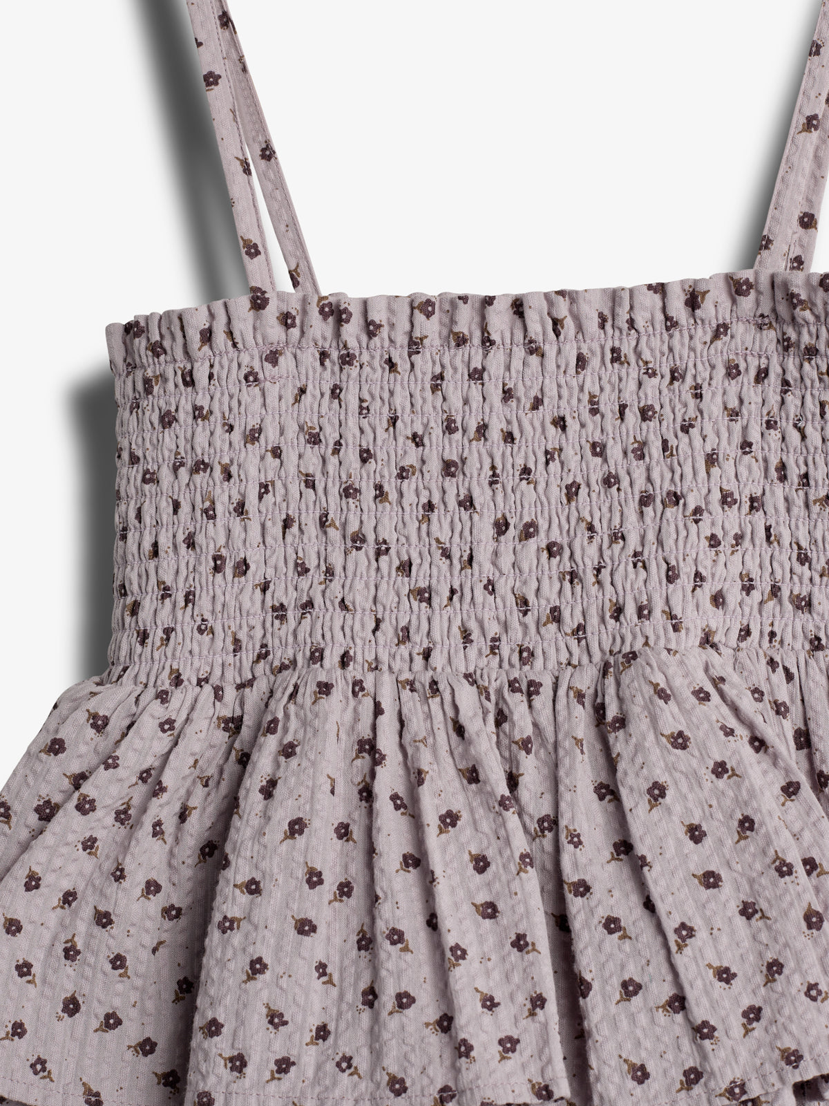 Flower Print Ruffle Dress - Purple Flower | 100307 Annie