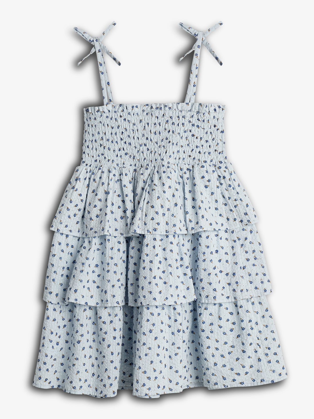 Flower Print Ruffle Dress - Tween - Blue Flower | 100431 Annie