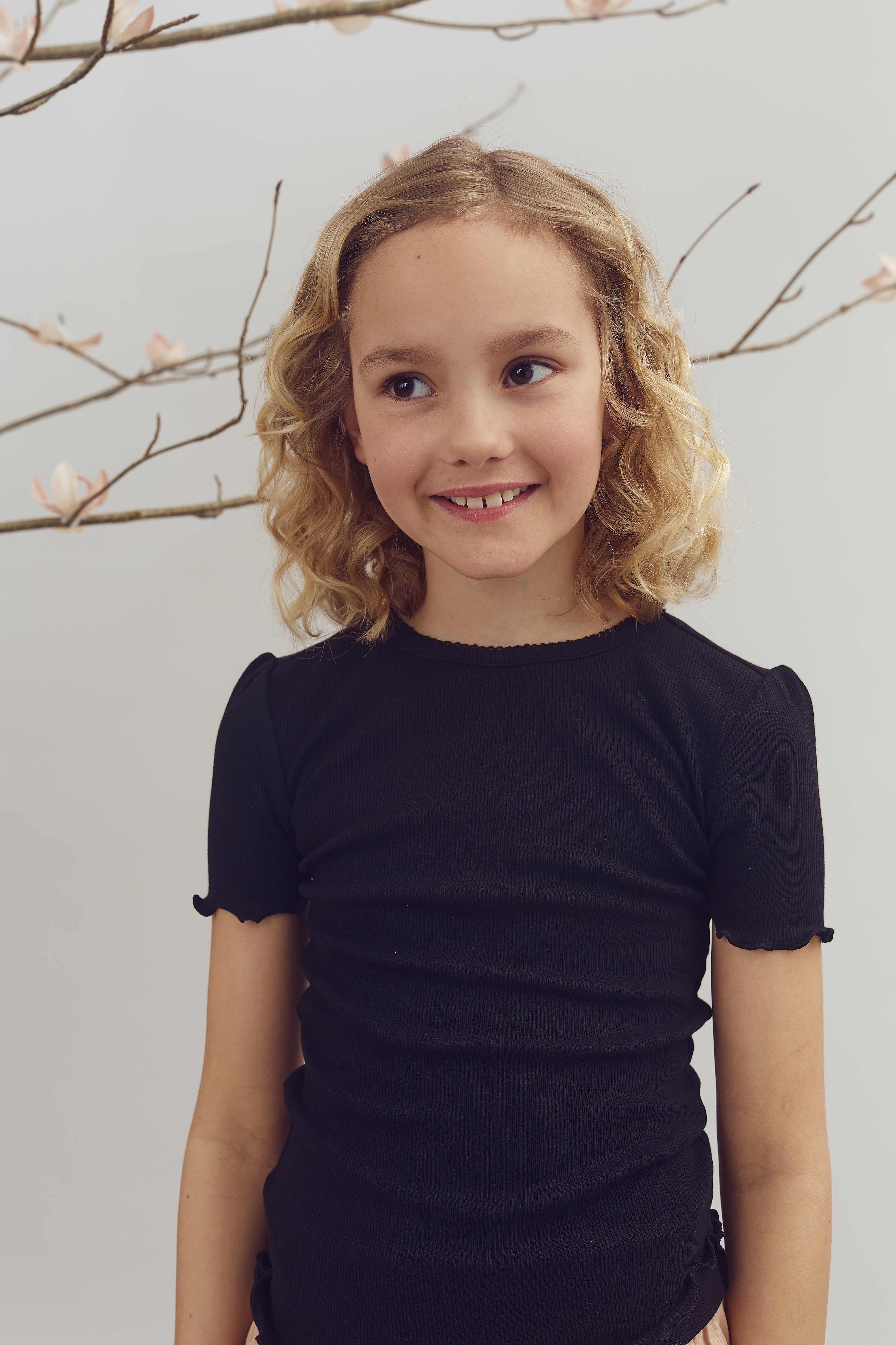Modal Rib Short Sleeve T-shirt - Tween - Black | 100446 Fiona