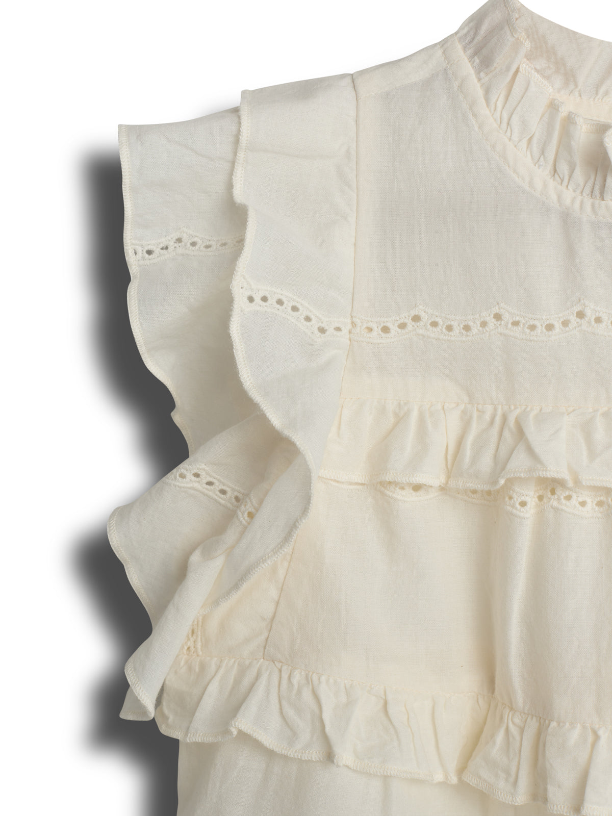 Sleeveless Frill Blouse - Off White | 100486 Frida