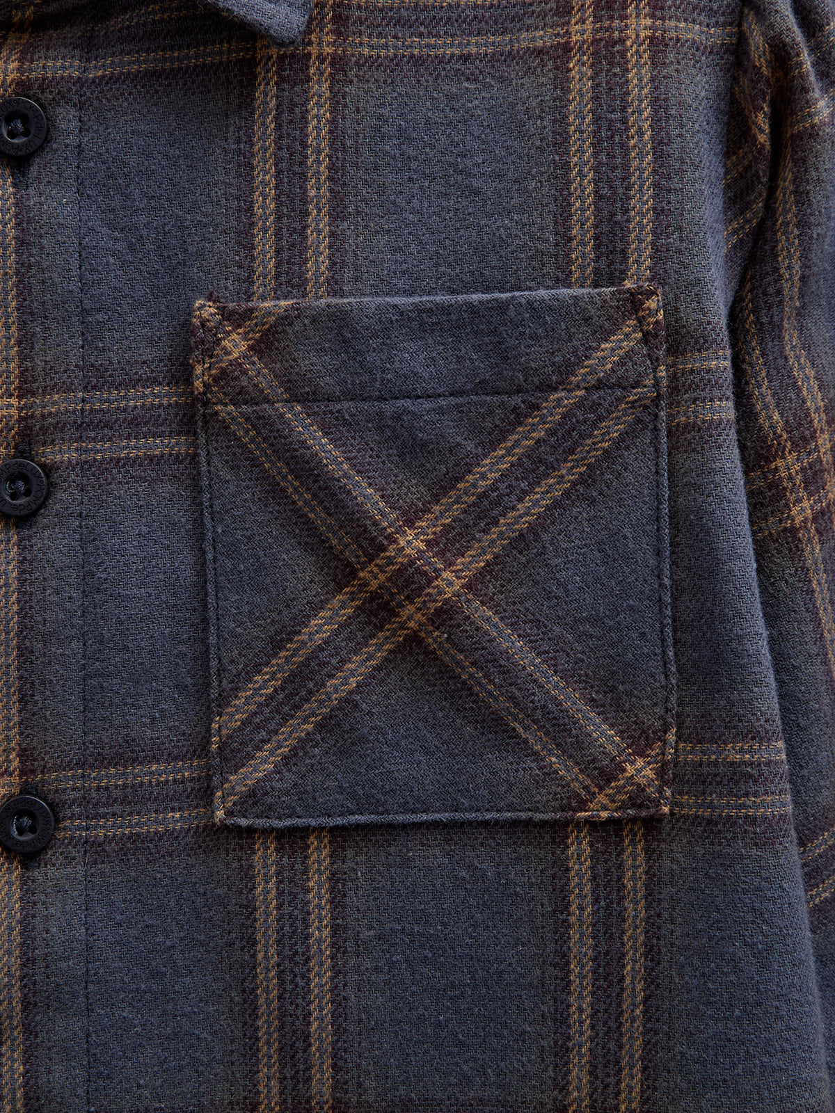 Checked Flannel Shirt with Rib Cuff - Kids - Navy Check | 100530 Henry