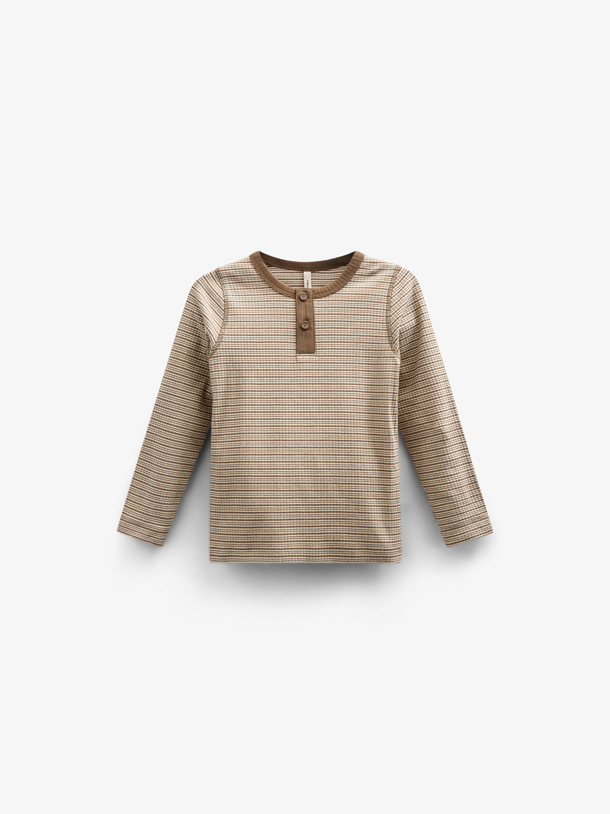 Long Sleeve Cotton Rib T-shirt - Tween - Coffee Stripe | 100565 Manson