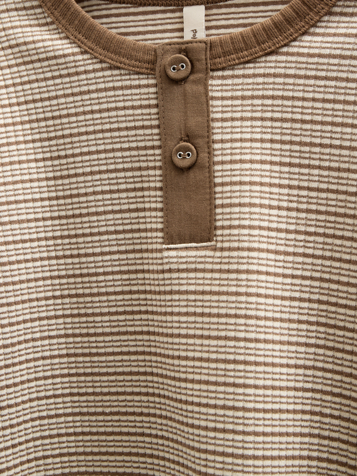 Long Sleeve Cotton Rib T-shirt - Tween - Coffee Stripe | 100565 Manson