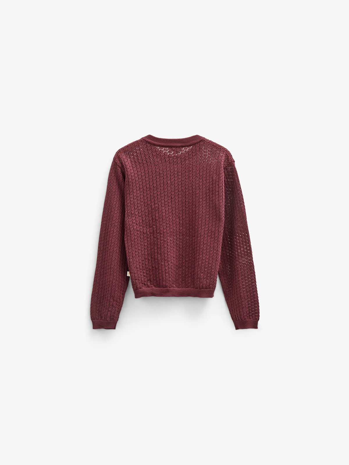 Cotton Pointelle Cardigan - Tween - Burgundy | 100686 Esme