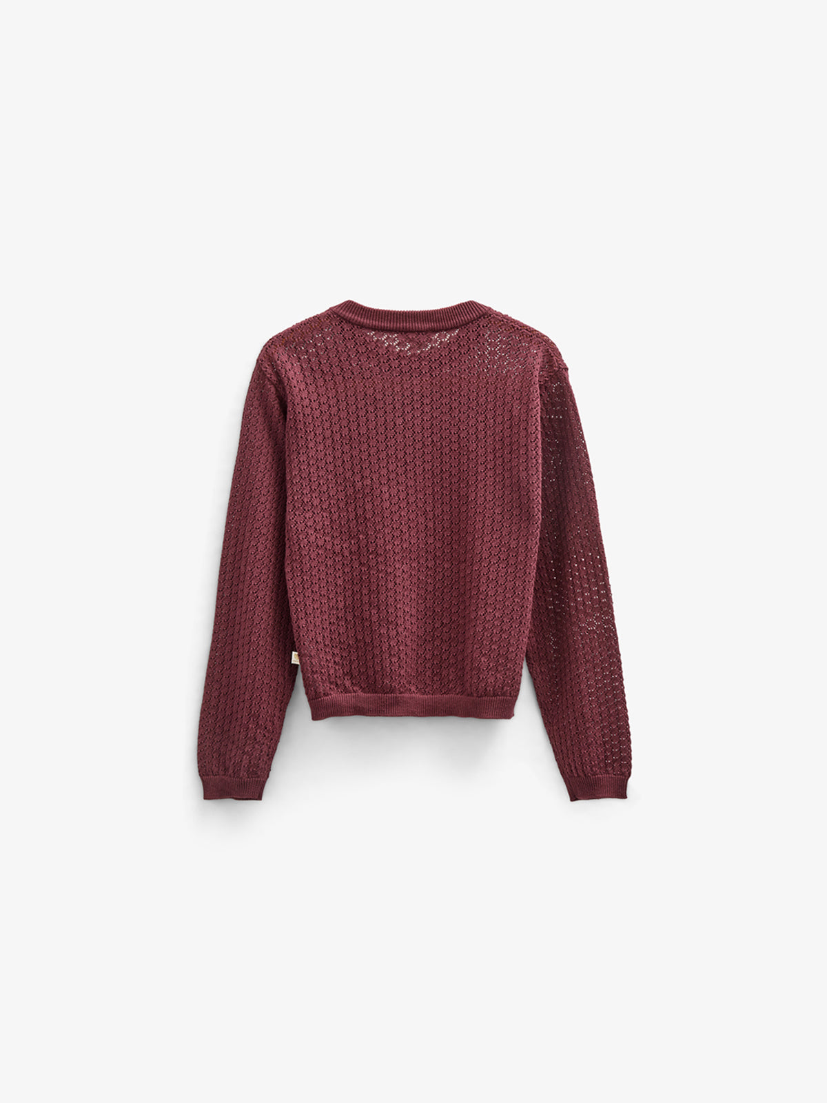 Cotton Pointelle Cardigan - Kids - Burgundy | 100685 Esme