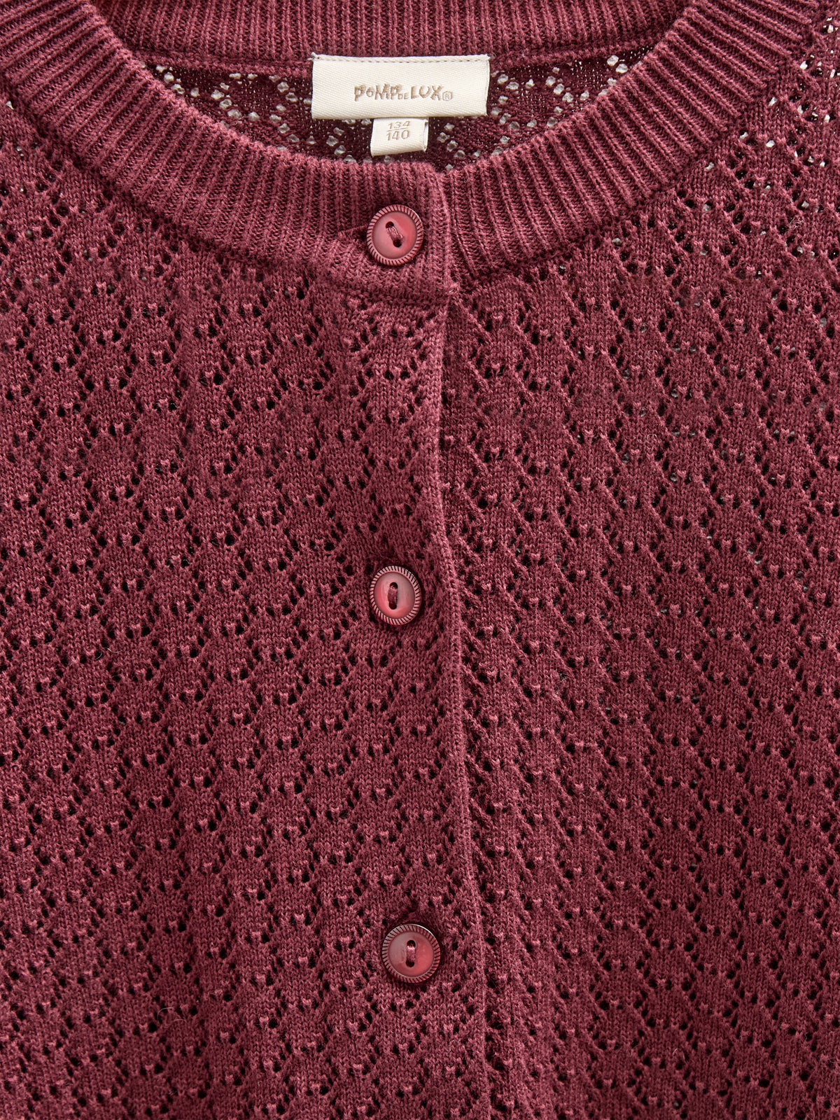 Cotton Pointelle Cardigan - Tween - Burgundy | 100686 Esme