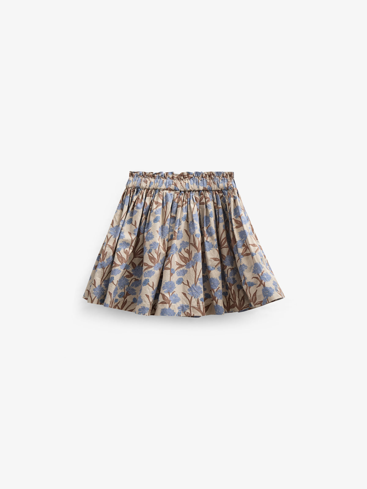 Printed Cotton Poplin Skirt - Kids - Blue / Brown | 100715 Amy