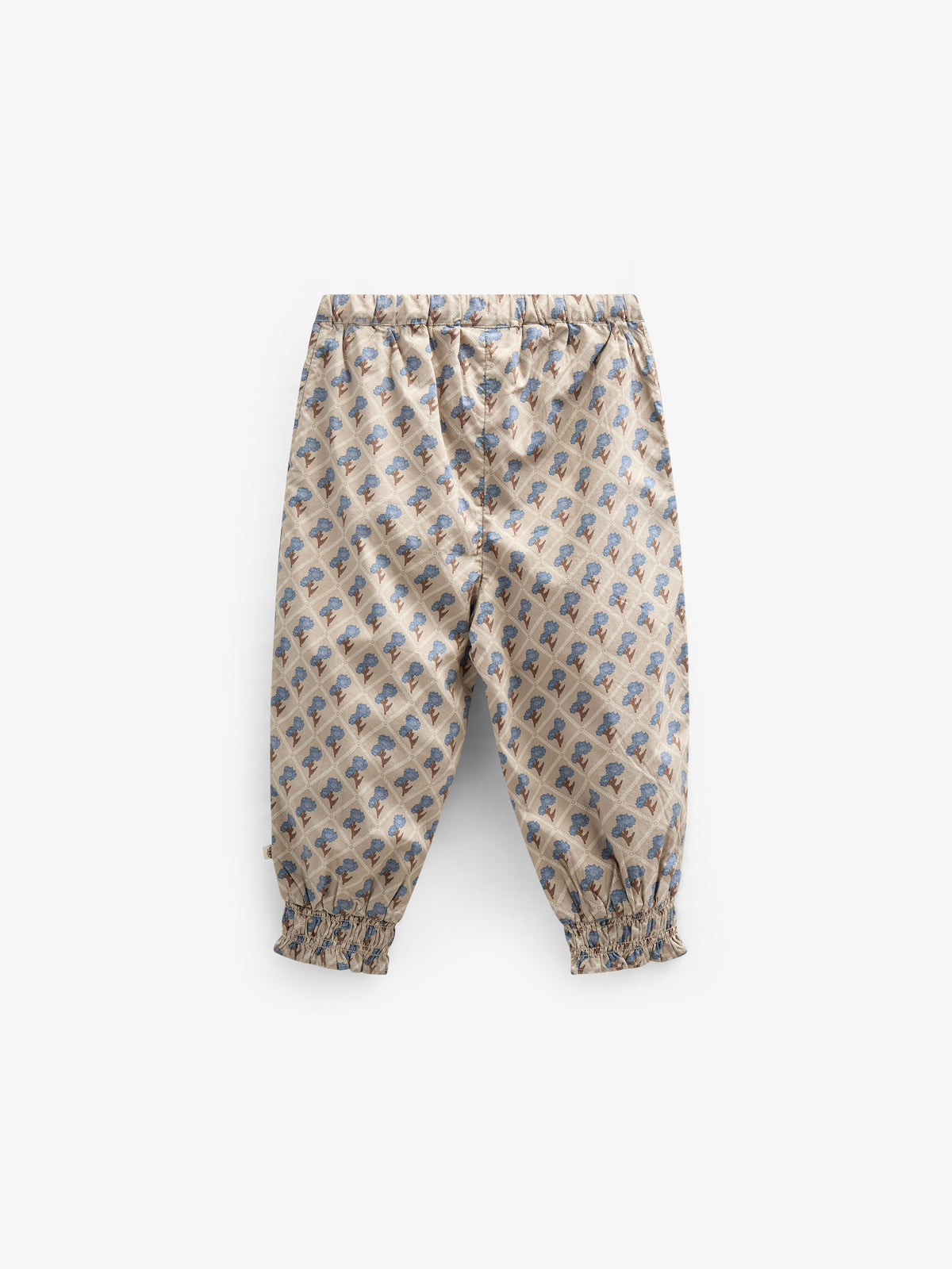 Printed Cotton Poplin Trousers - Kids - Caffe Latte w. Blue | 100724 Amine