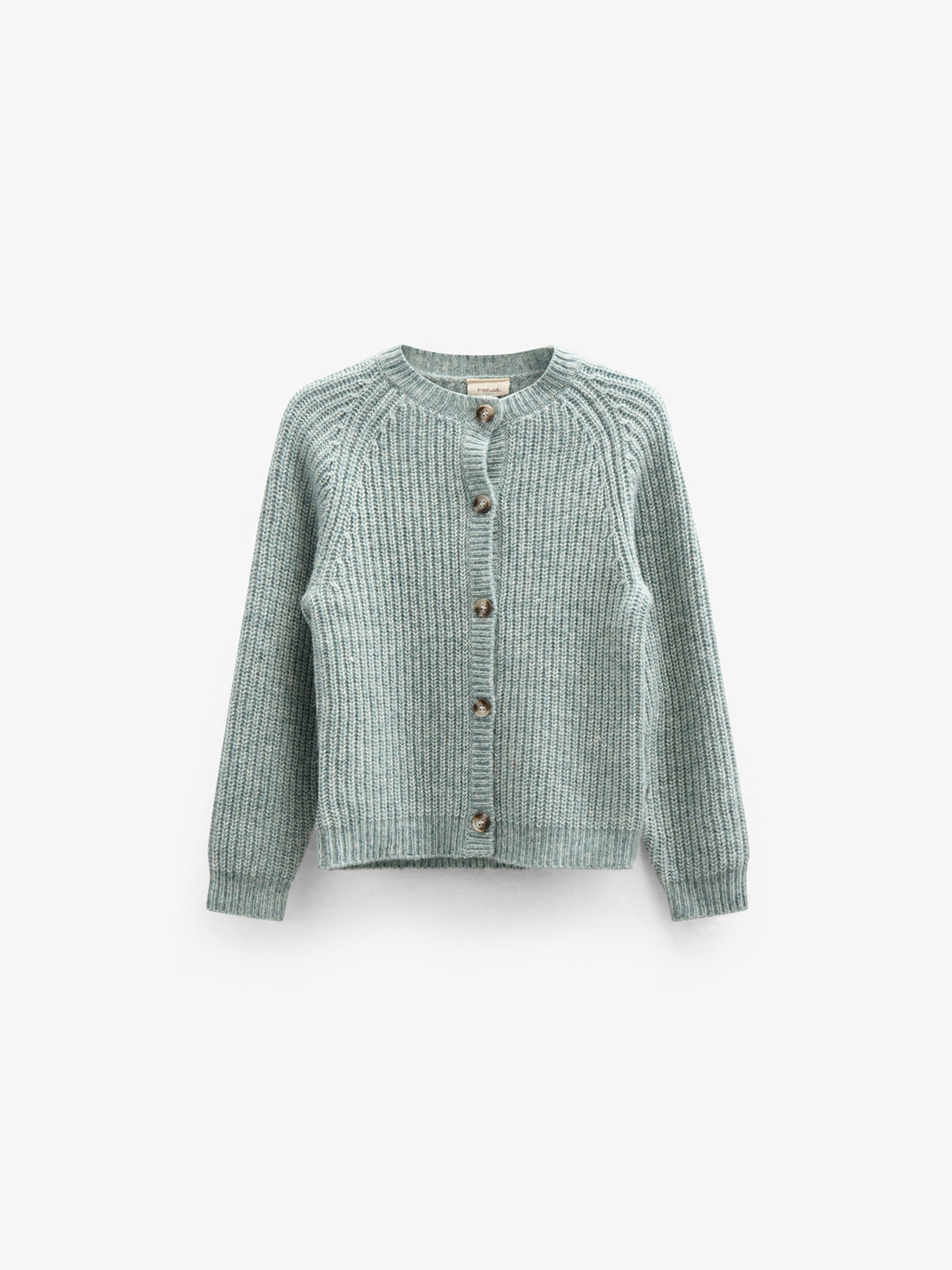 unisex Wool Mix Cardigan Kids Green Melange 100747 Cork