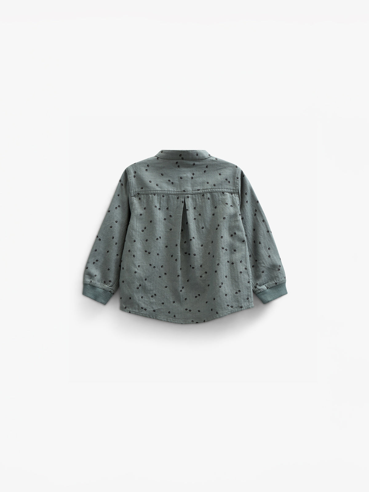 Herringbone Woven Cotton Shirt w/ Print - Kids - Dark Dusty Green | 100761 Edward