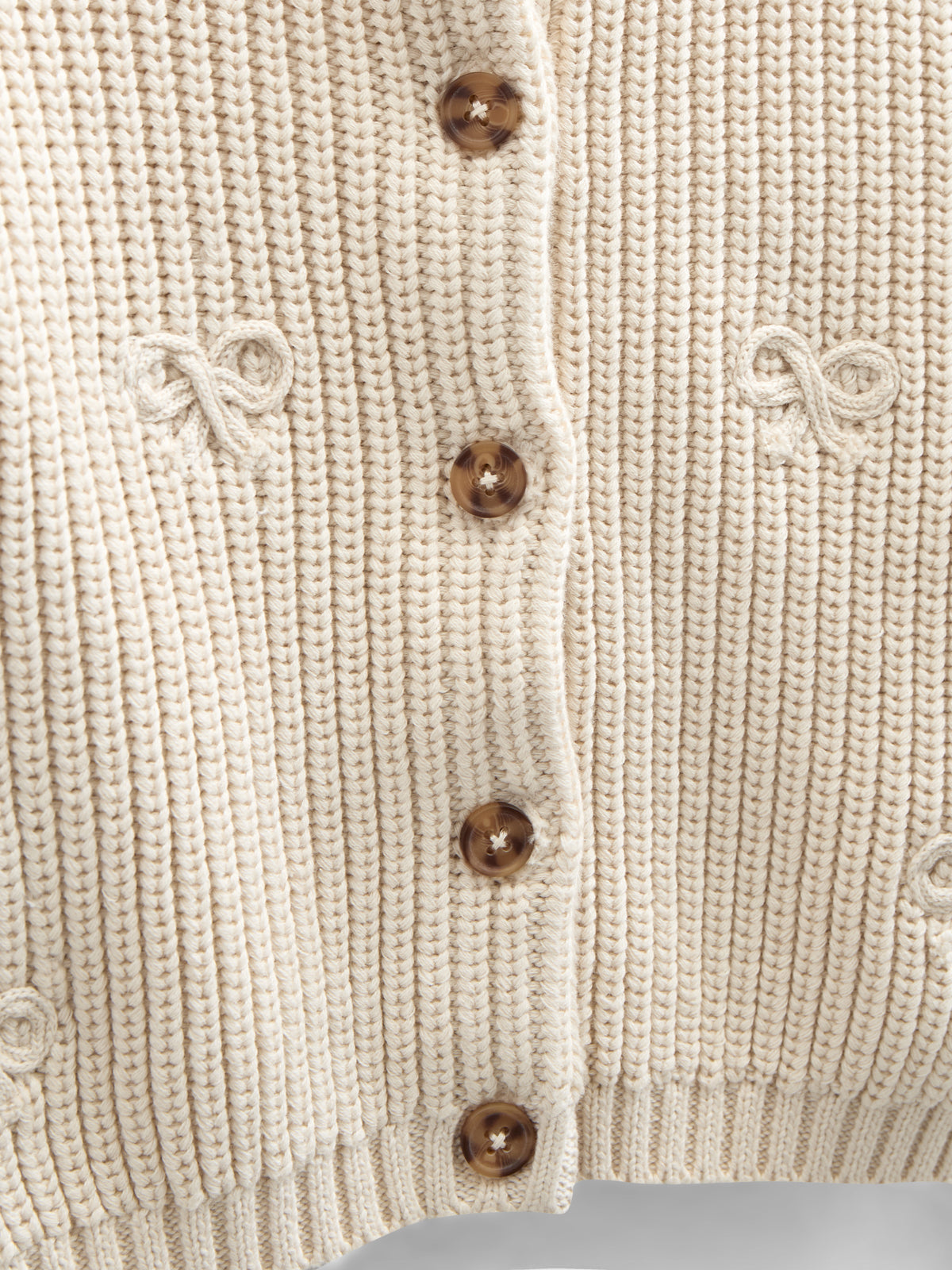 Cotton Knit Cardigan with Bows - Tween - Nature | 100791 Freya