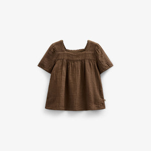 Gauze Short Sleeve Blouse - Kids - Dark Brown | 100916 Jasmine