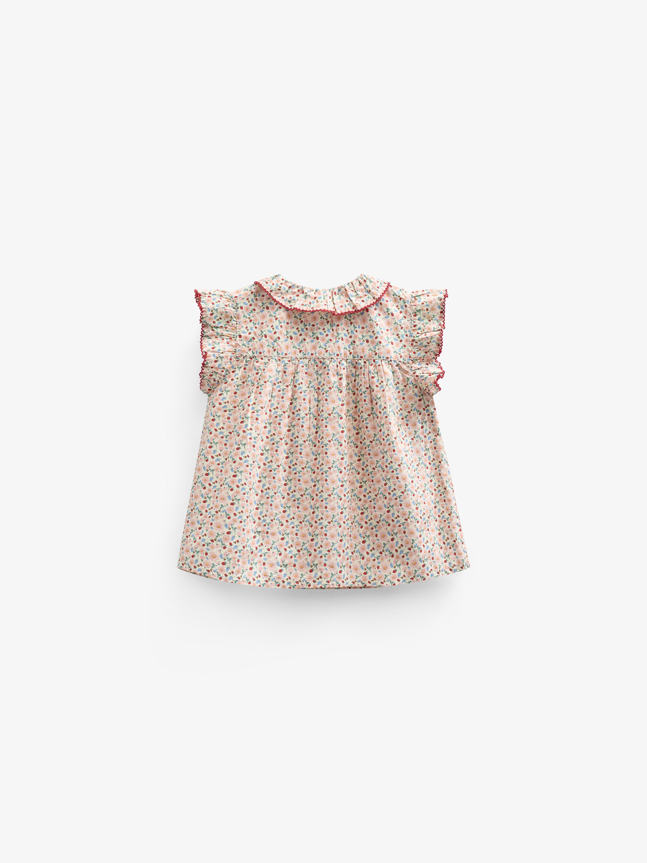 Flower Printed Poplin Frill Top - Tween - Rose | 100949 Poppy