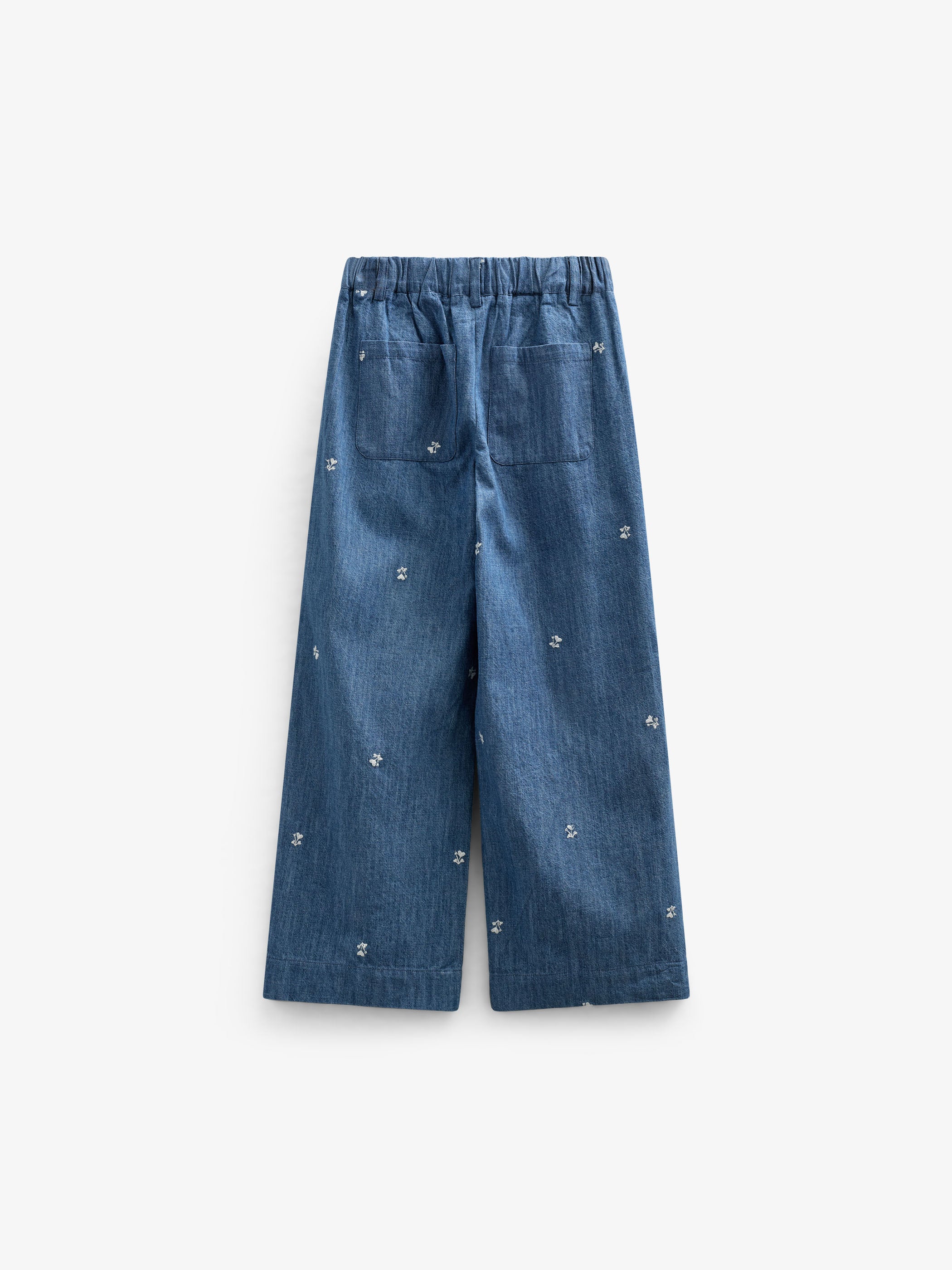 Embroidered Light Denim Trousers - Kids - Blue Denim | 101050 Isabella