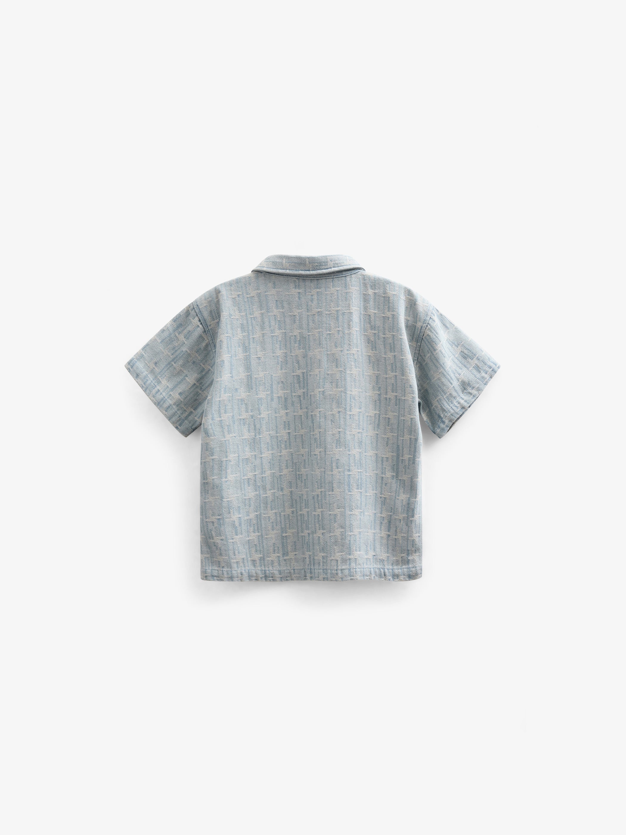 Jacquard Denim Short Sleeve Shirt Jacket - Kids - Blue Denim | 101060 Kyle