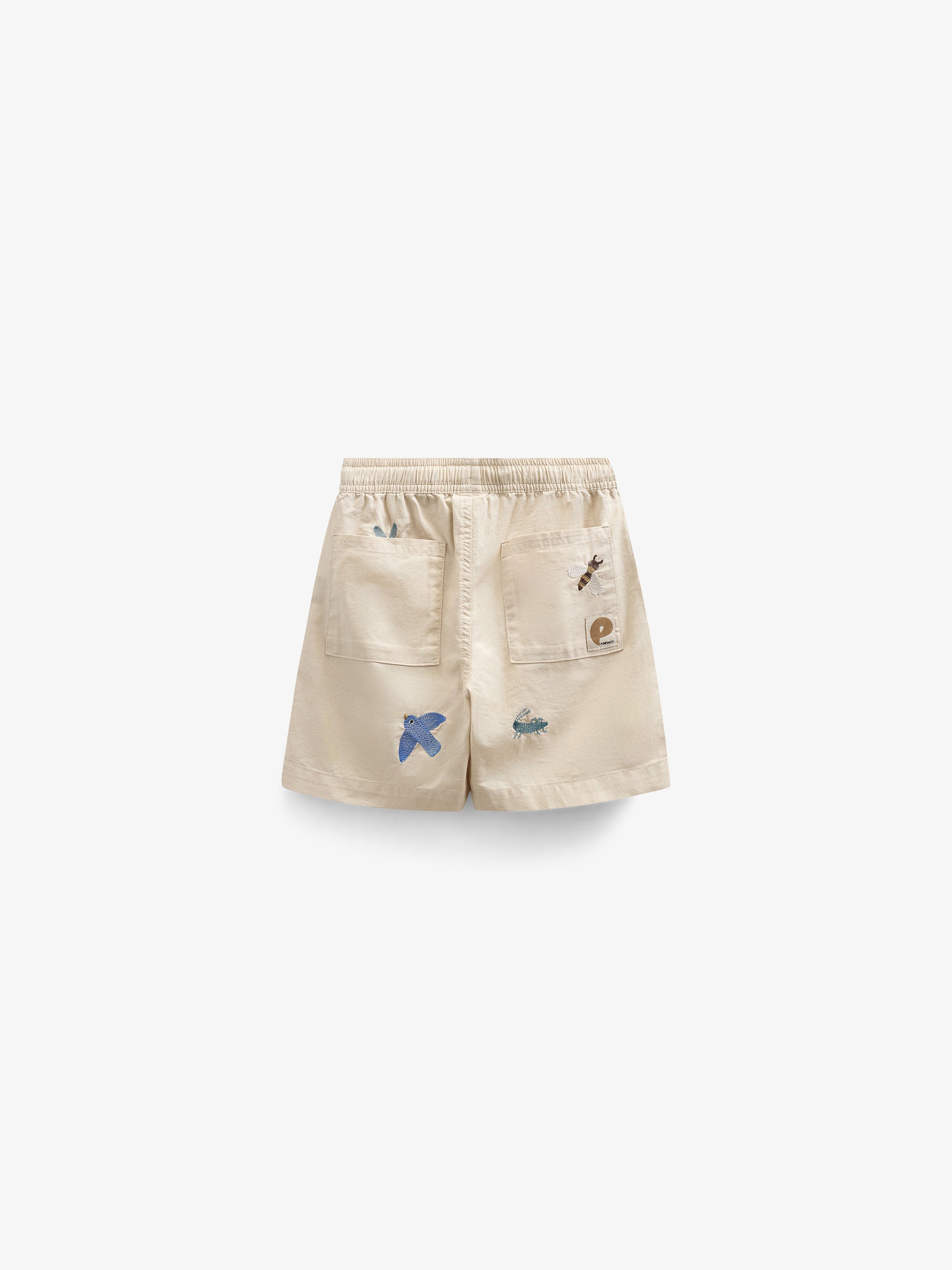 Embroidered Cotton Shorts - Kids - Light Beige | 101063 Erik