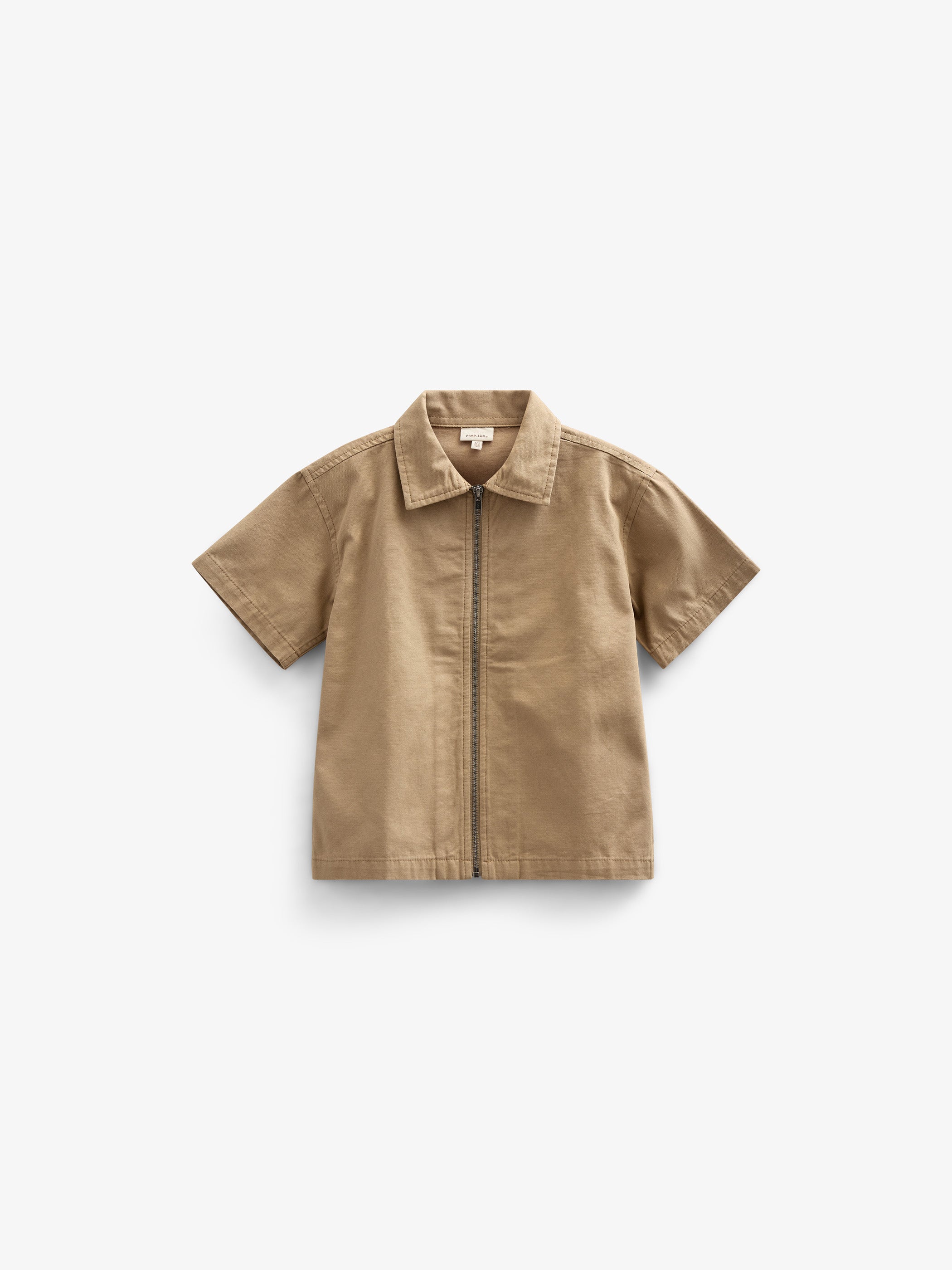 Canvas Shirt Jacket with Zipper - Kids - Khaki | 101124 Isack