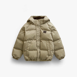 Checked Puffer Jacket - Kids - Brown | 101422 Riley