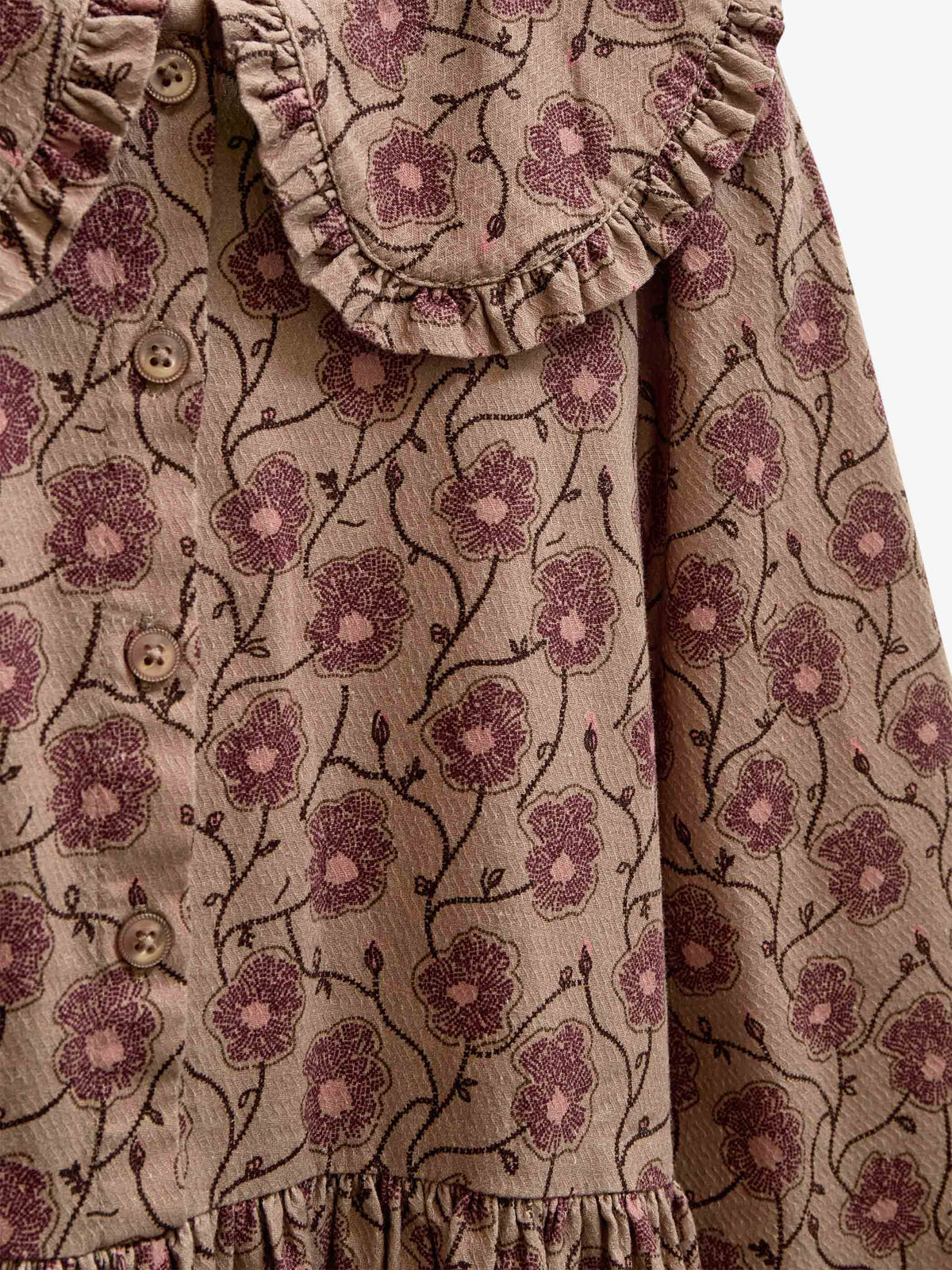Floral Cotton Dress with Collar - Tween - Rose/Bordeaux | 101426 Nova
