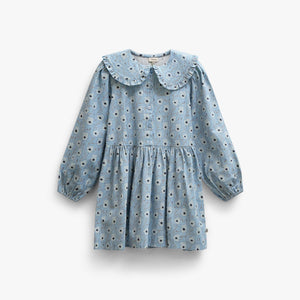 Floral Cotton Dress with Collar - Tween - Blue/Brown | 101428 Nova