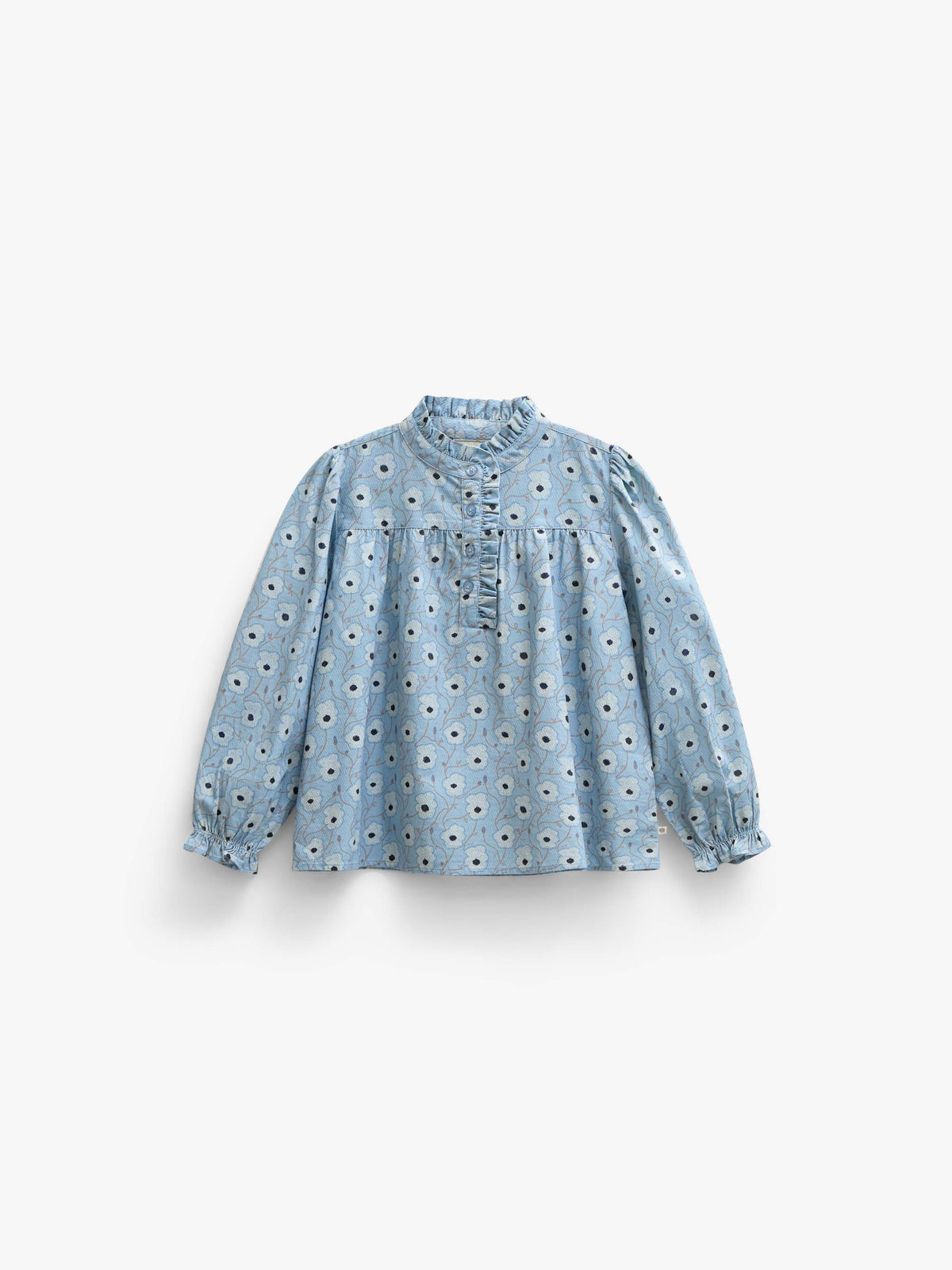 Floral Cotton Blouse - Kids - Blue/Brown | 101435 Nova