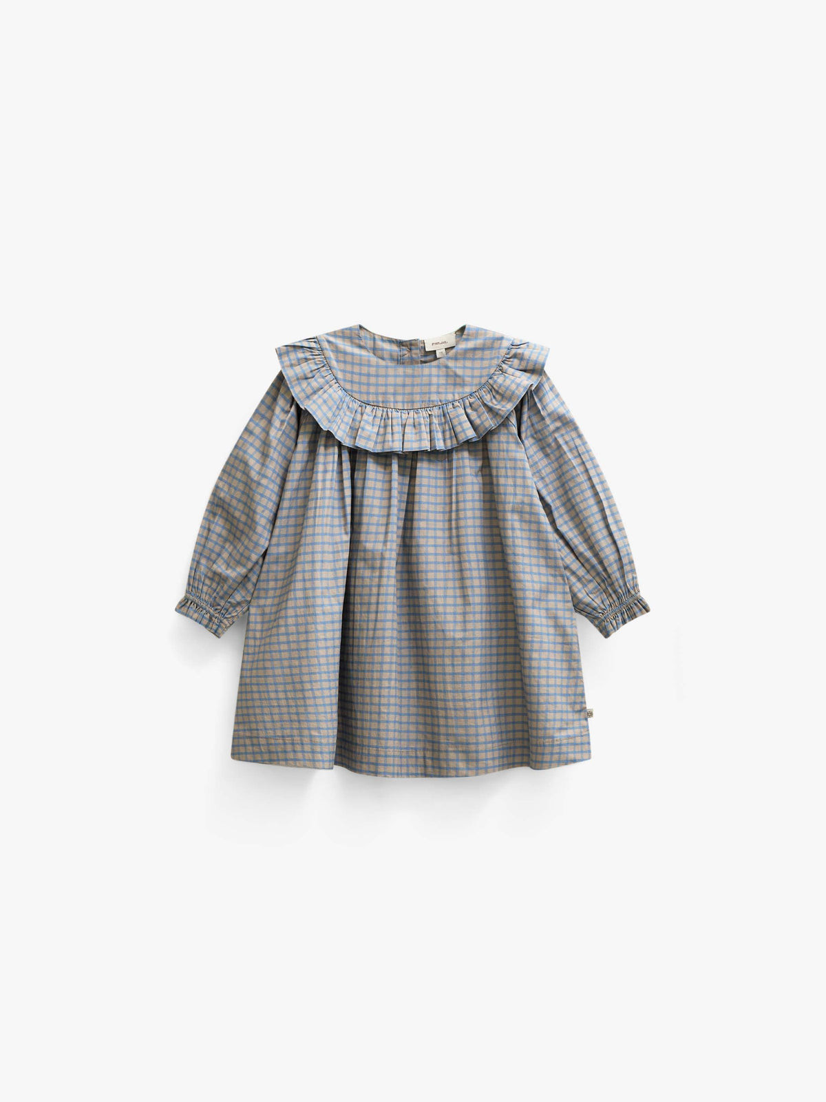 Ruffle Yoke Poplin Dress - Kids - Blue Check | 101441 Julia