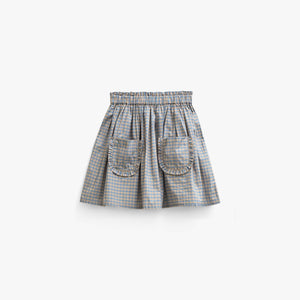 Frill Pocket Poplin Skirt - Kids - Blue Check | 101445 Julia