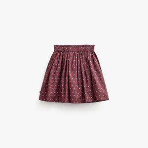 Frill Pocket Poplin Skirt - Kids - Bordeaux Flowerprint | 101447 Julia