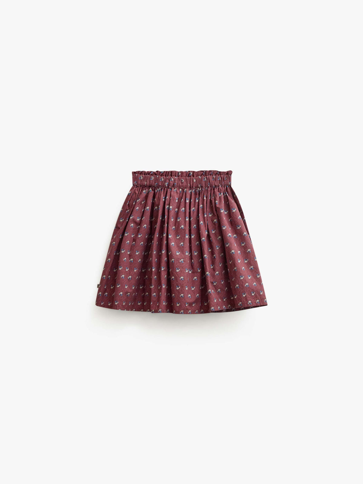 Frill Pocket Poplin Skirt - Kids - Bordeaux Flowerprint | 101447 Julia