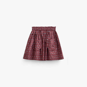 Frill Pocket Poplin Skirt - Kids - Bordeaux Flowerprint | 101447 Julia
