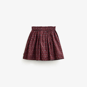 Frill Pocket Poplin Skirt - Kids - Bordeaux Flowerprint | 101447 Julia