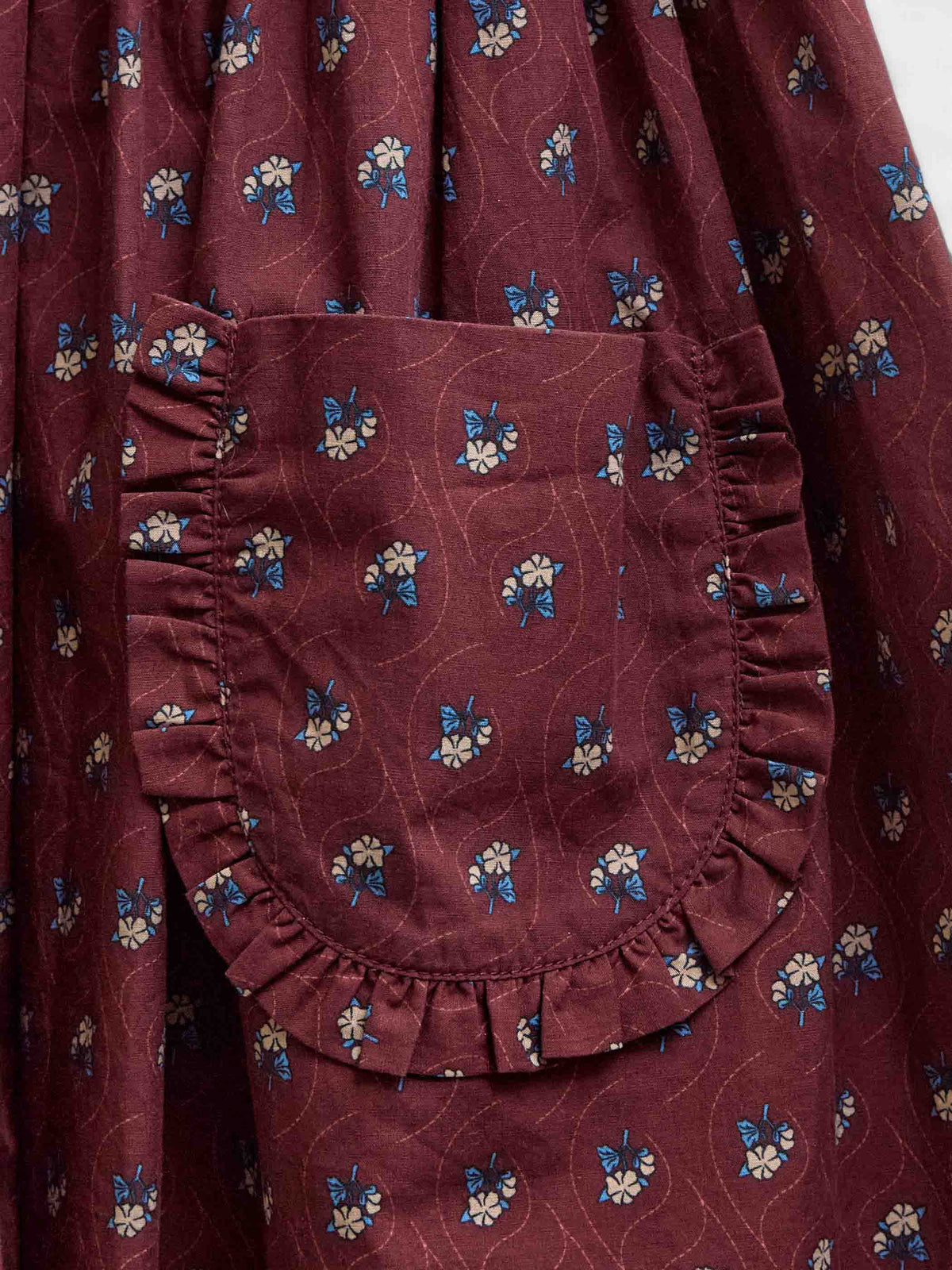 Frill Pocket Poplin Skirt - Tween - Bordeaux Flowerprint | 101448 Julia