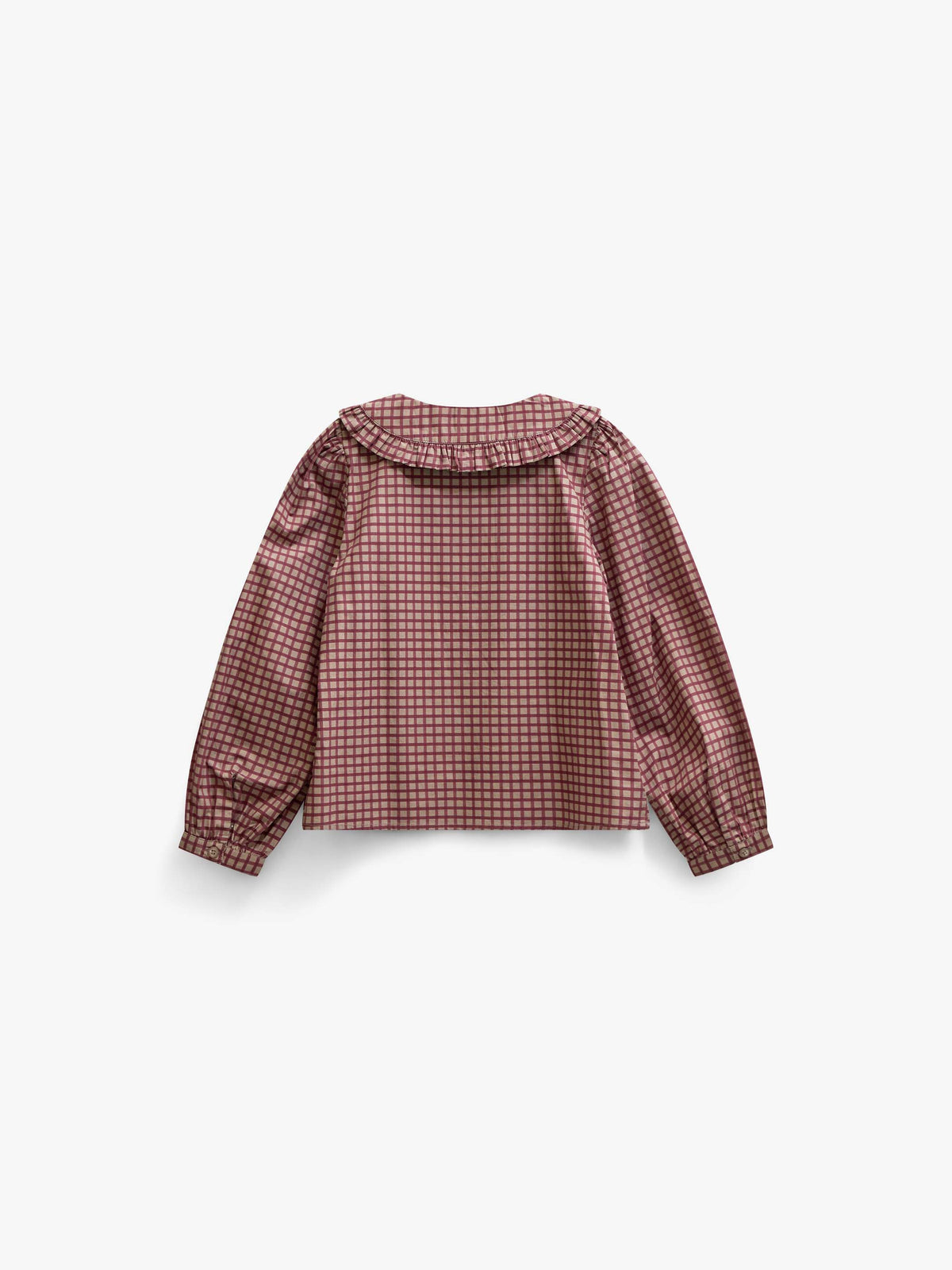 Frill Collar Poplin Blouse - Kids - Bordeaux Check | 101449 Julia