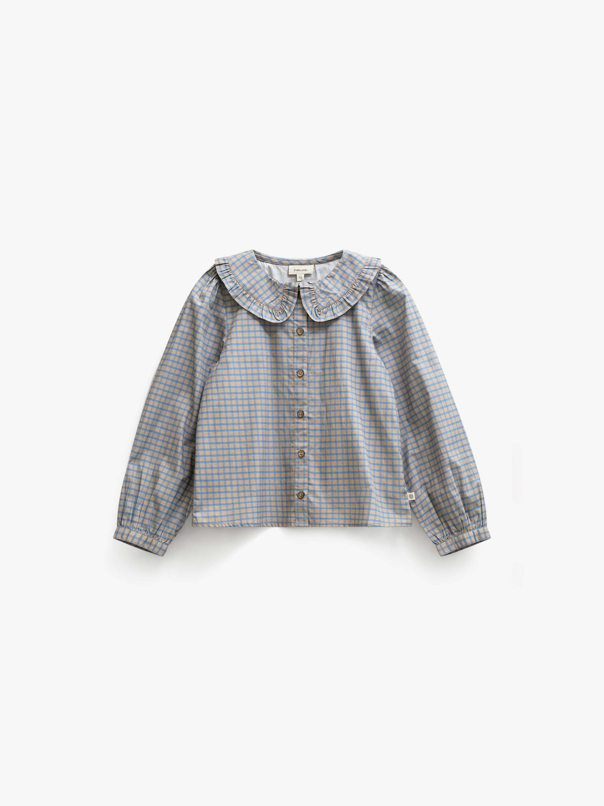 Frill Collar Poplin Blouse - Tween - Blue Check | 101452 Julia