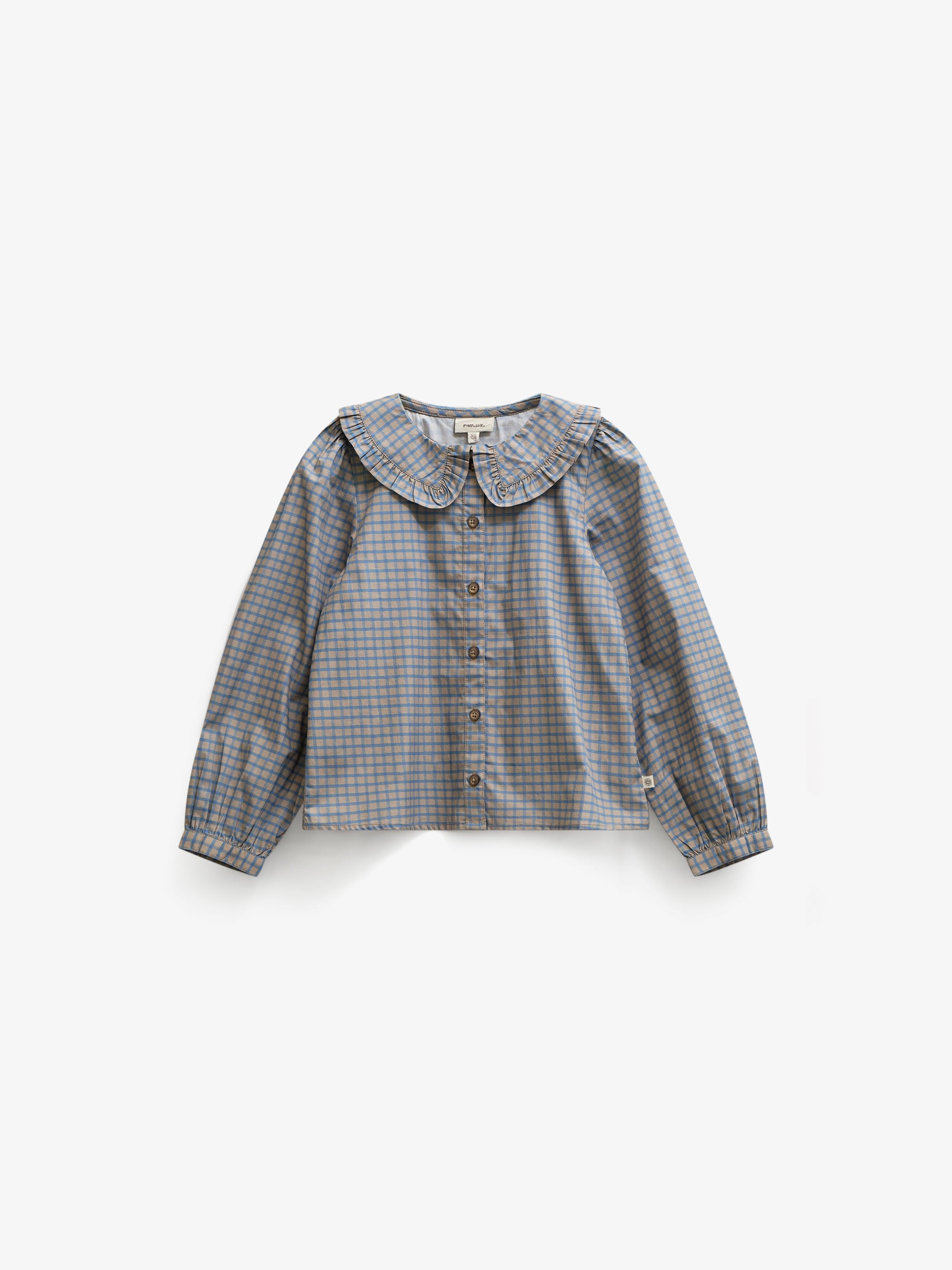 Frill Collar Poplin Blouse - Kids - Blue Check | 101451 Julia