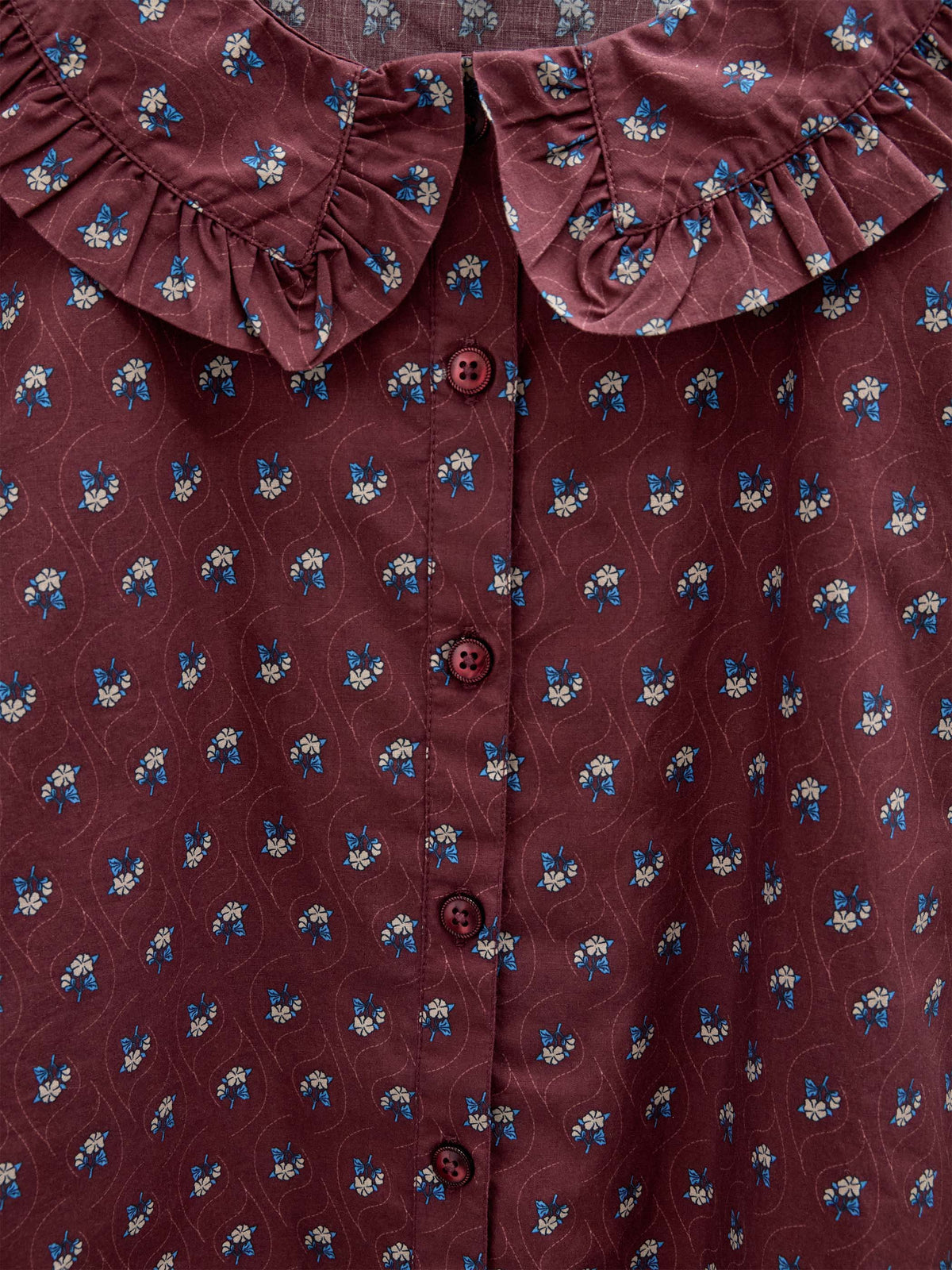 Frill Collar Poplin Blouse - Tween - Bordeaux Flowerprint | 101454 Julia