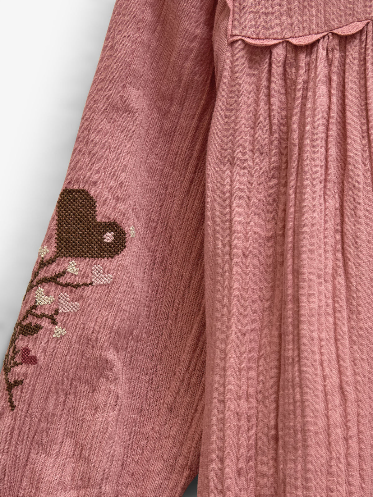 Cross-Stitch Double Gauze Dress - Tween - Dusty Rose | 101466 Laureen