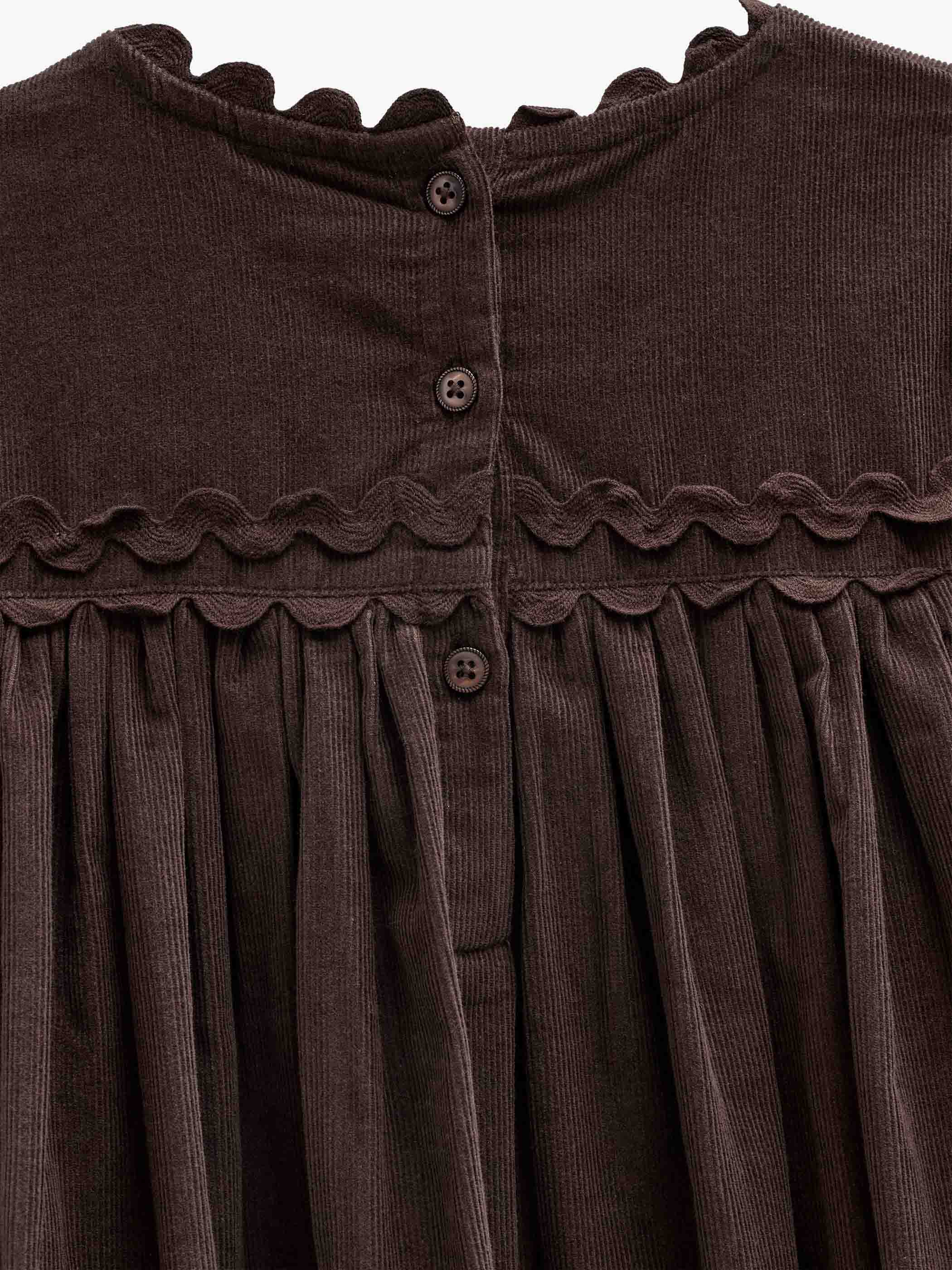 Ric Rac Corduroy Dress - Tween - Dark Brown | 101474 Sille