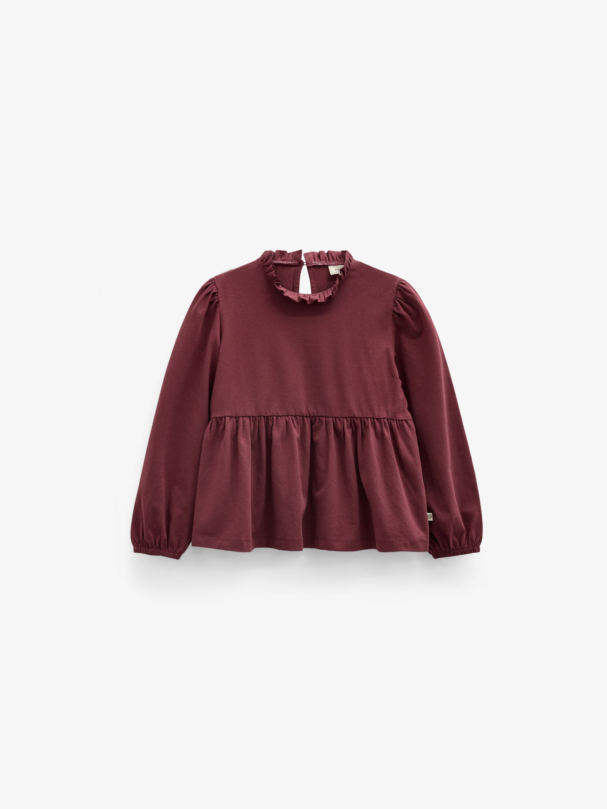 Solid Peplum Jersey Blouse - Kids - Bordeaux | 101547 Heidi