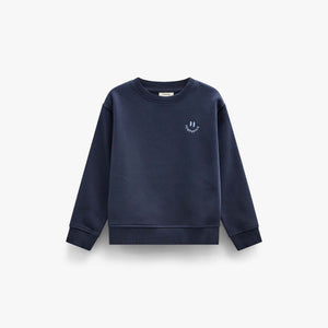 Smiley Crew Neck Sweatshirt - Kids - Navy | 101573 Andrew